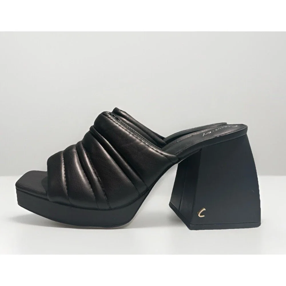 Circus by Sam Edelman Black Marlie Platform Chunky Heels Sandals Sz 9.5 Retro